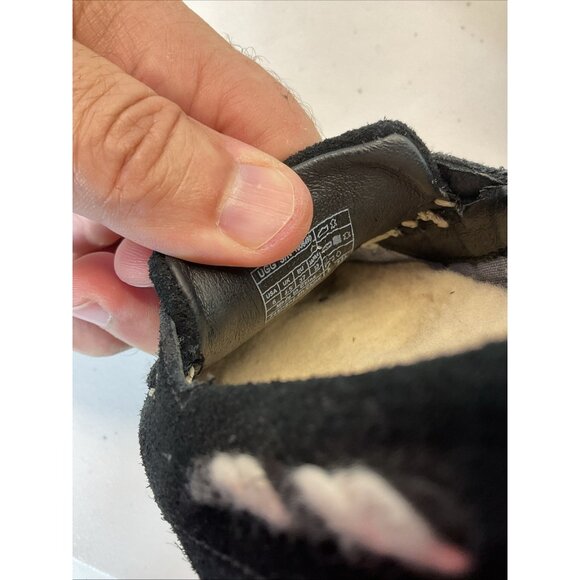 UGG Genoa Moccasin Shoes Women's 6 Black Suede Shearling Driving Loafer Slippers - Picture 6 of 10